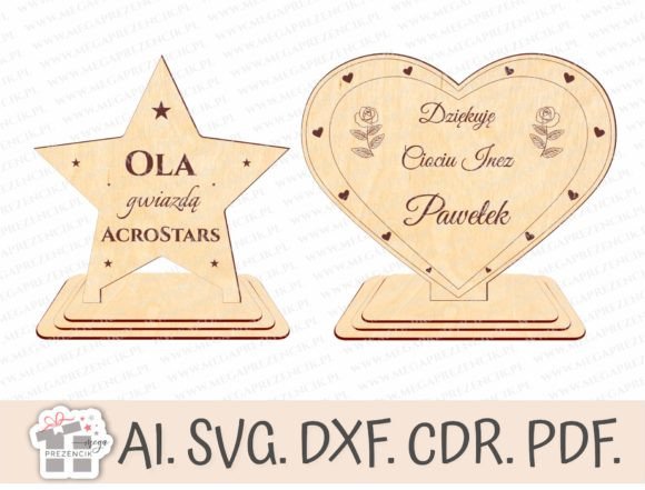 Heart and Star Laser Cut SVG Statuette: A Meaningful Digital Gift for Graduates