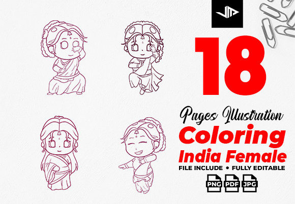 India Coloring Book Dancing Character